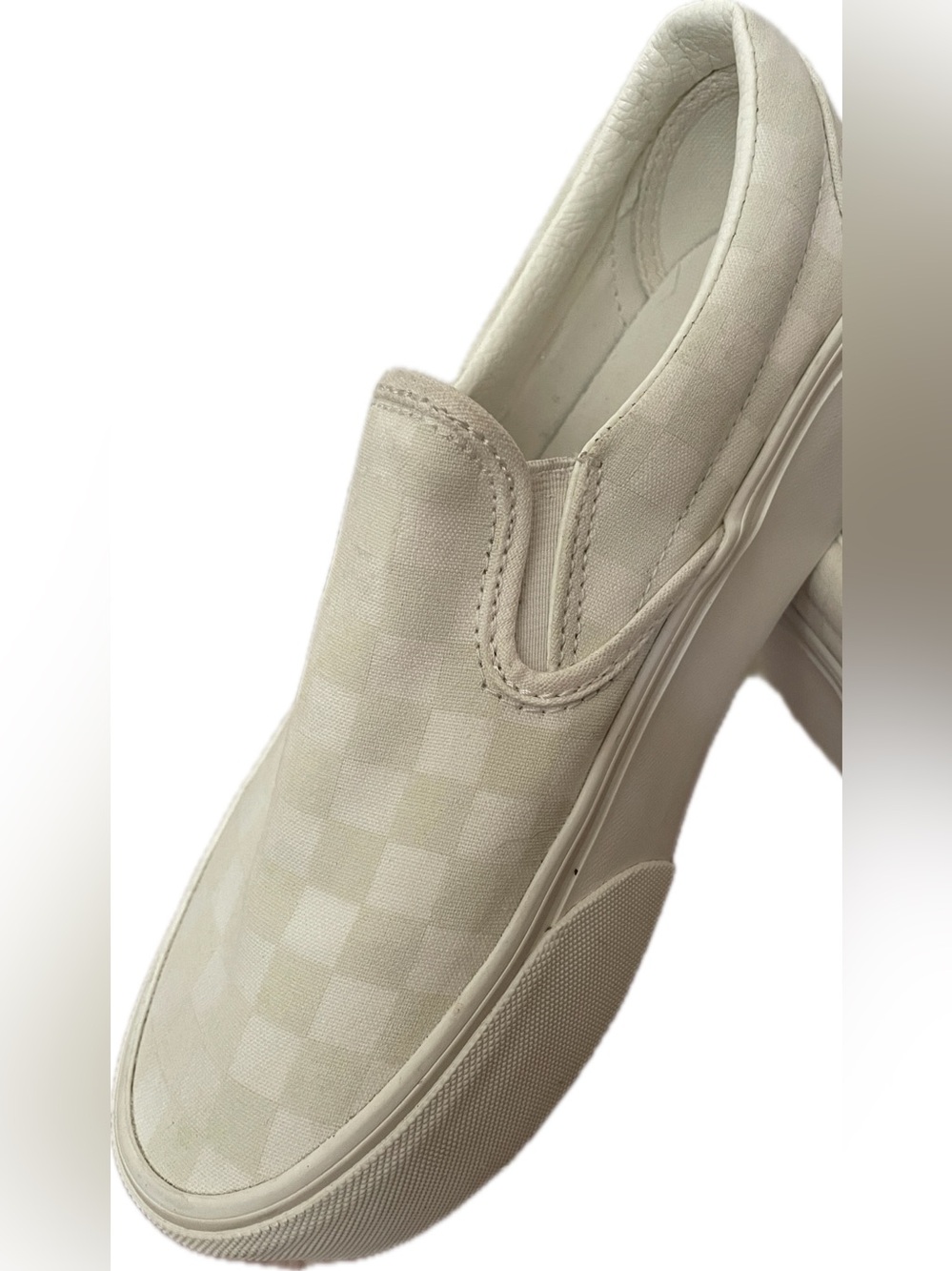 Vans Classic Slip-On Stackform Tonal Checkerboard White Platform 7.5 - Picture 3 of 4